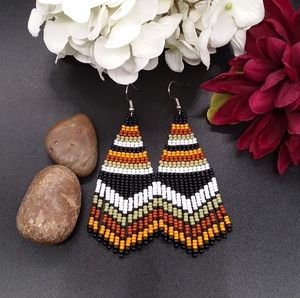 Handmade Beaded Fringe Earrings